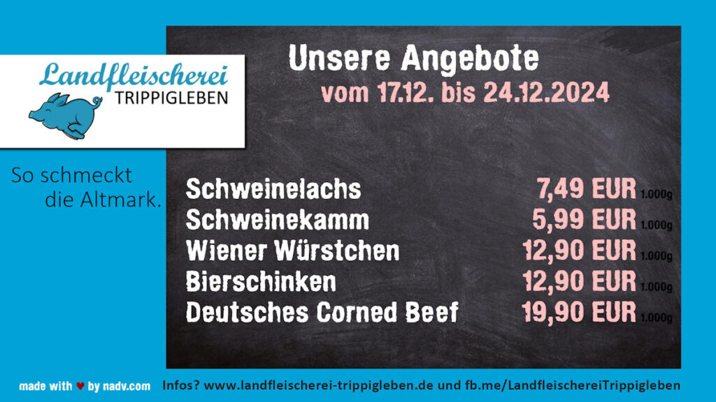 Fleischerei und Fleischer Trippigleben, Klötze, Oebisfelde, Altmark